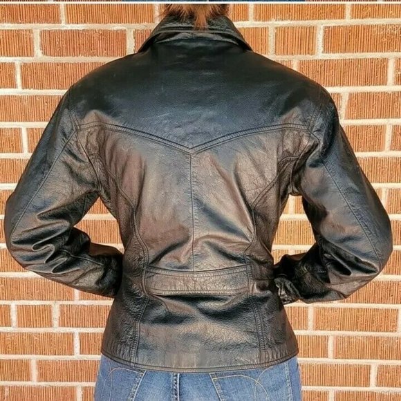 Wilsons Leather Jackets & Blazers - SOLD: VTG 90s Black Leather Maxima Medium Wilsons Zip Sexy Biker Retro Goth